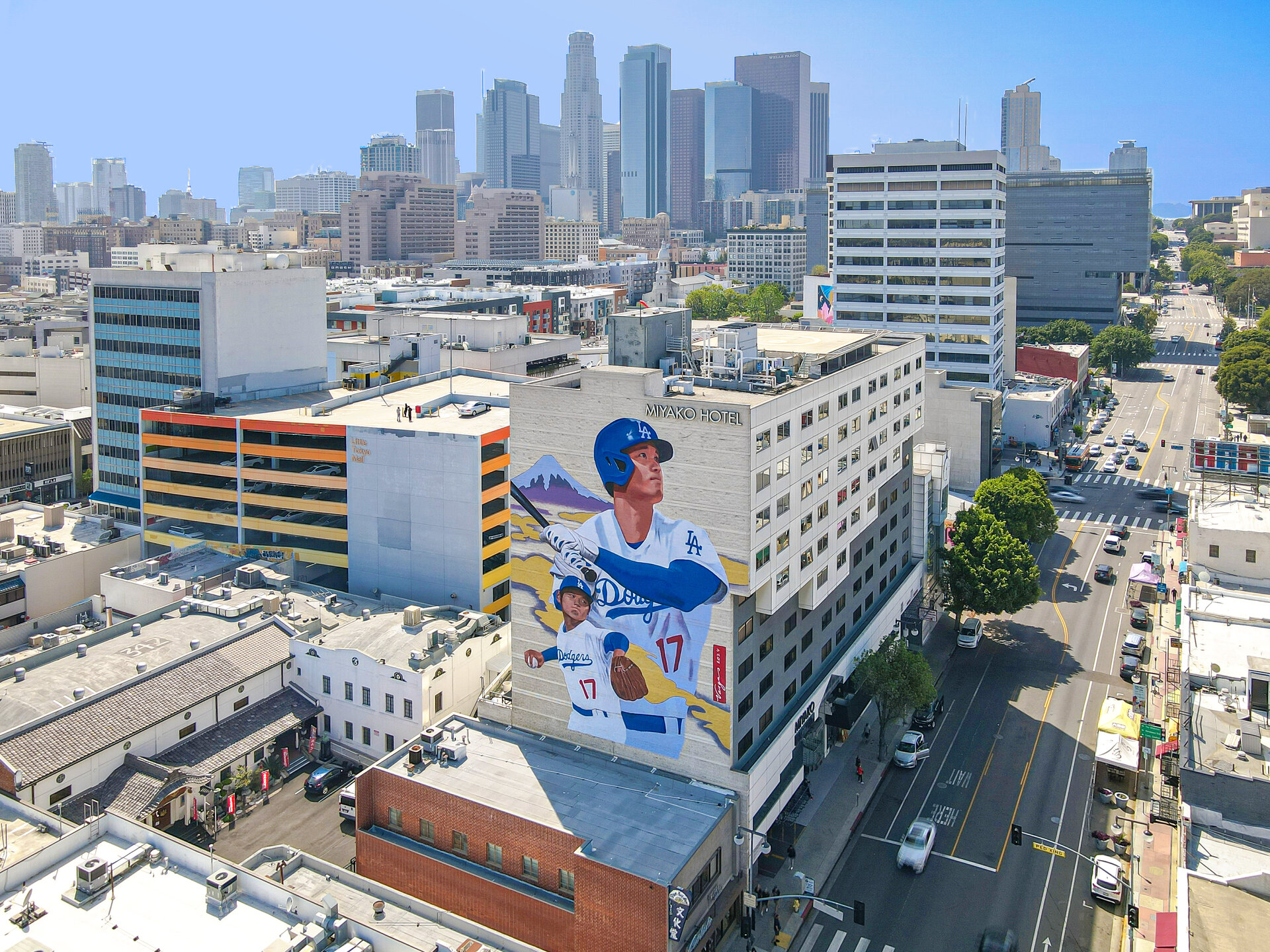 exterior of miyako hotel in downtown los angeles